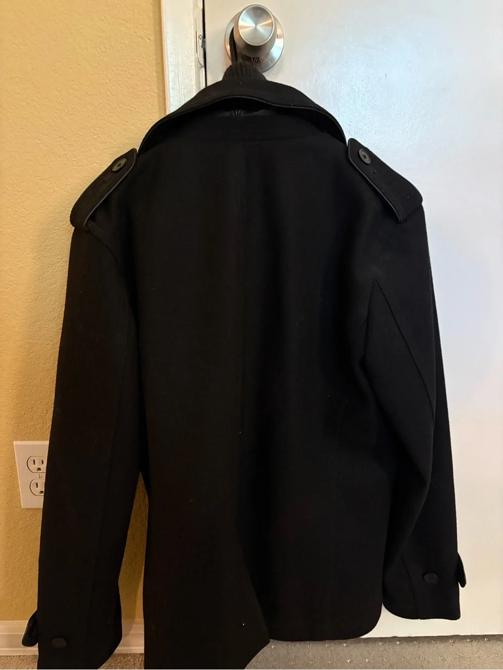 Express Men's Black Double-Breasted Pea Coat